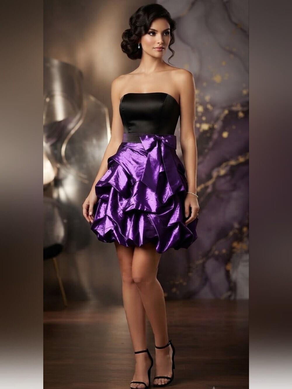 Trixxi Silk Ruffle Strapless Dress
